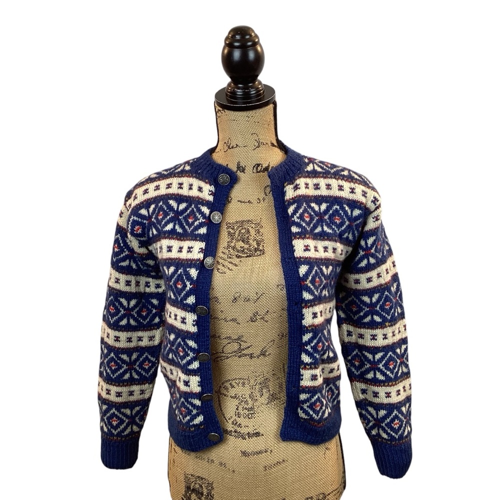 Wool Button Up Cardigan Nordic Design Vintage